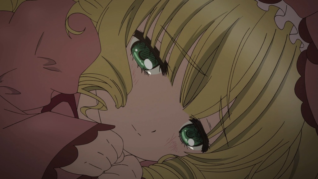 1girl bangs blonde_hair close-up closed_mouth eyebrows_visible_through_hair green_eyes hat hina_ichigo hinaichigo image long_sleeves looking_at_viewer lying smile solo