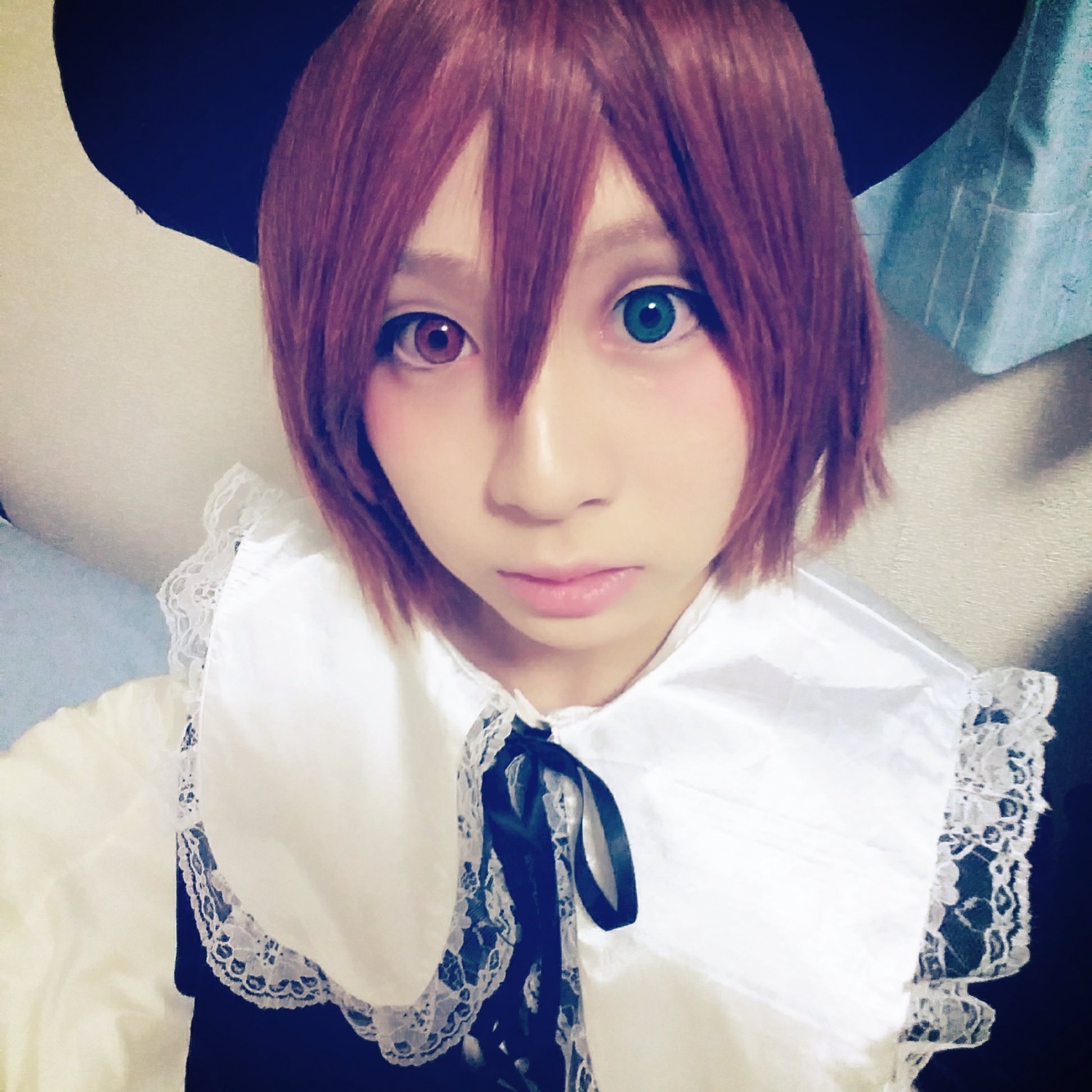 1girl blue_eyes bow closed_mouth hair_between_eyes lips looking_at_viewer photo short_hair smile solo souseiseki upper_body