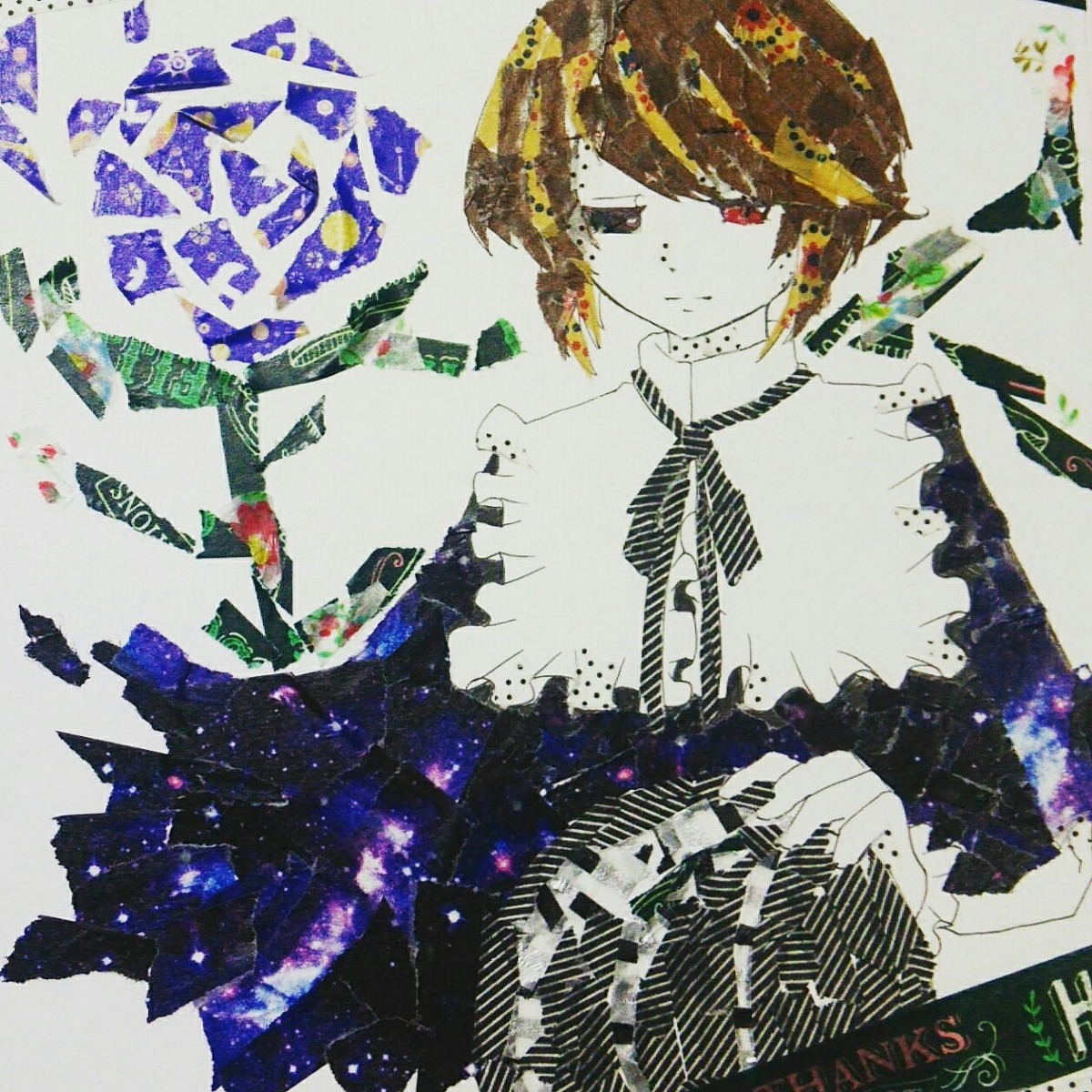 1girl abstract frills image necktie short_hair solo souseiseki