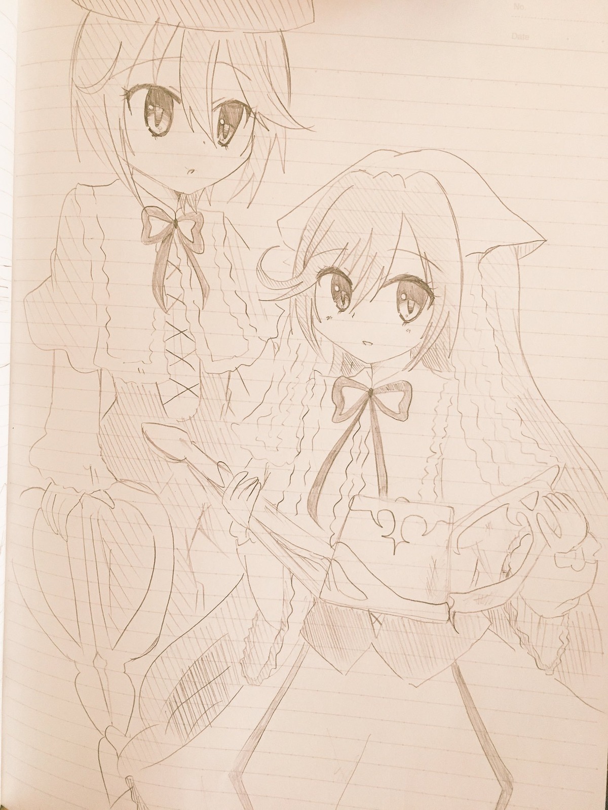 1girl image lineart long_sleeves monochrome pair short_hair solo souseiseki suiseiseki zoom_layer