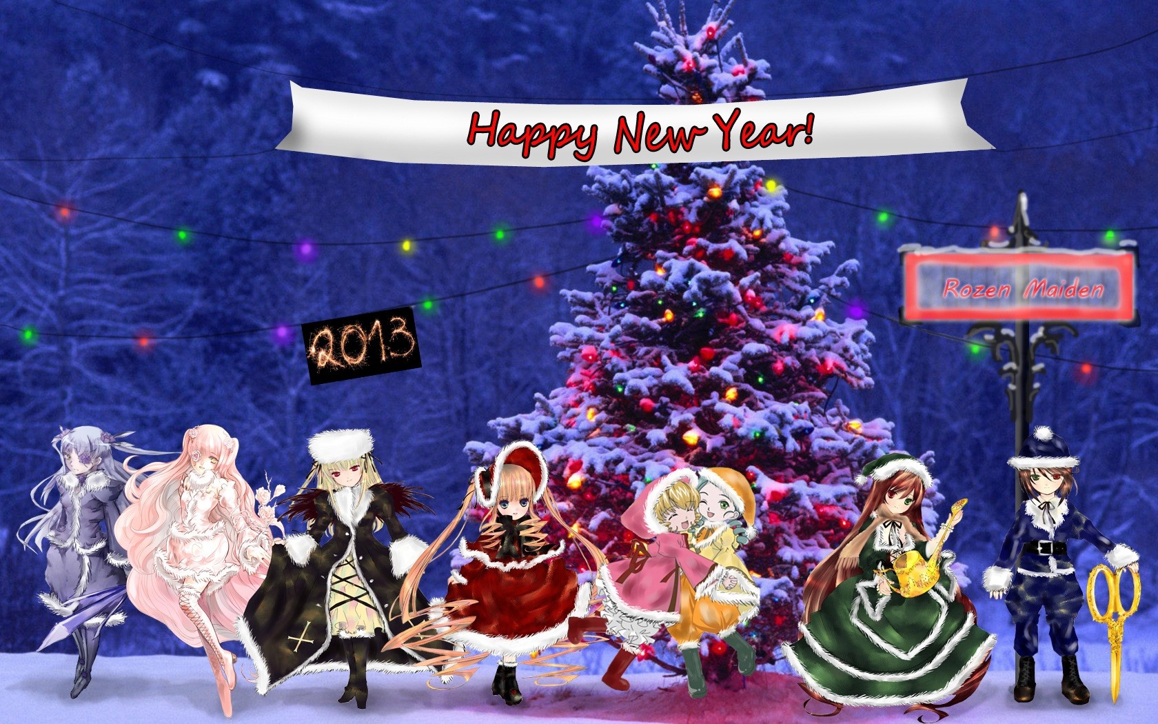 6+girls blonde_hair boots brown_hair christmas dress everyone gloves hair_ornament hat image lambdadelta long_hair multiple multiple_boys multiple_girls short_hair silver_hair tagme thighhighs