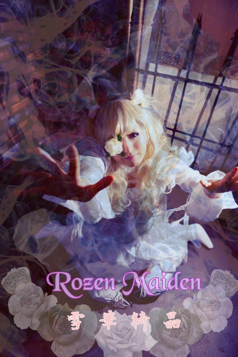 blonde_hair bow dress flower hat kirakishou lips long_hair multiple_girls purple_eyes ribbon rose solo white_rose yakumo_yukari