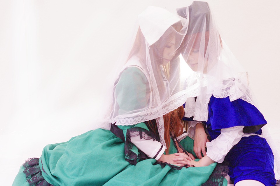 long_sleeves multiple_cosplay shirt sitting skirt tagme