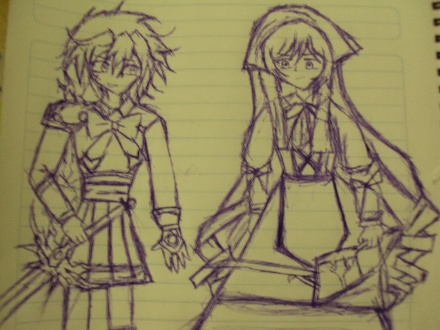 1girl dress image long_hair monochrome short_hair sketch solo suiseiseki