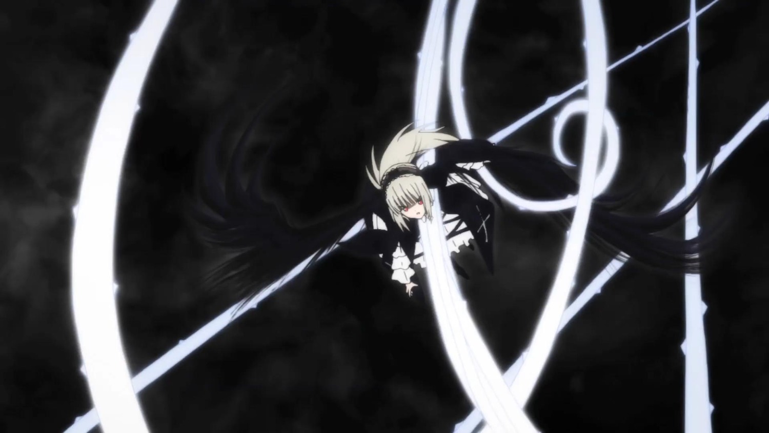 1girl hairband holding image long_hair solo suigintou sword weapon white_hair