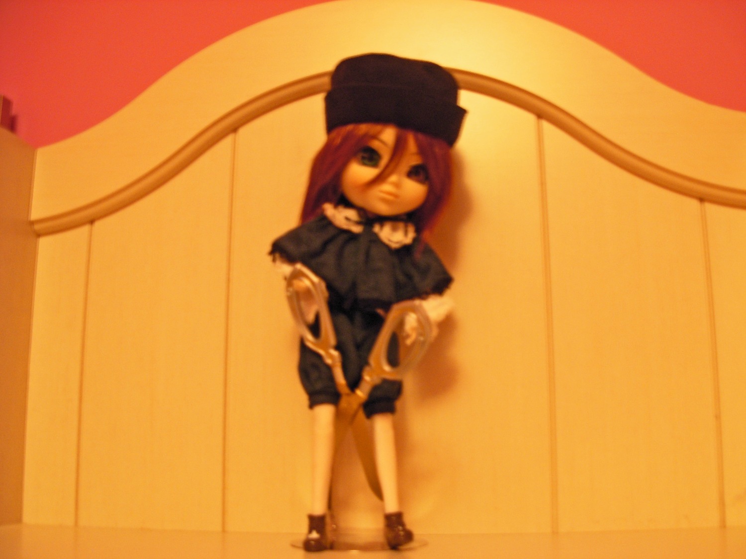 1girl black_eyes doll dress full_body hat long_sleeves solo souseiseki standing