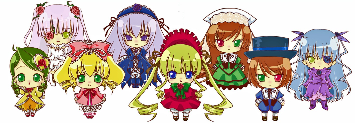 6+girls blonde_hair blue_dress blue_eyes bonnet bow brown_hair dress drill_hair everyone frills green_eyes green_hair hairband hat heterochromia hina_ichigo image kanaria long_hair long_sleeves multiple multiple_girls pink_bow red_dress red_eyes shinku siblings silver_hair sisters souseiseki suigintou suiseiseki tagme twintails two_side_up very_long_hair wings