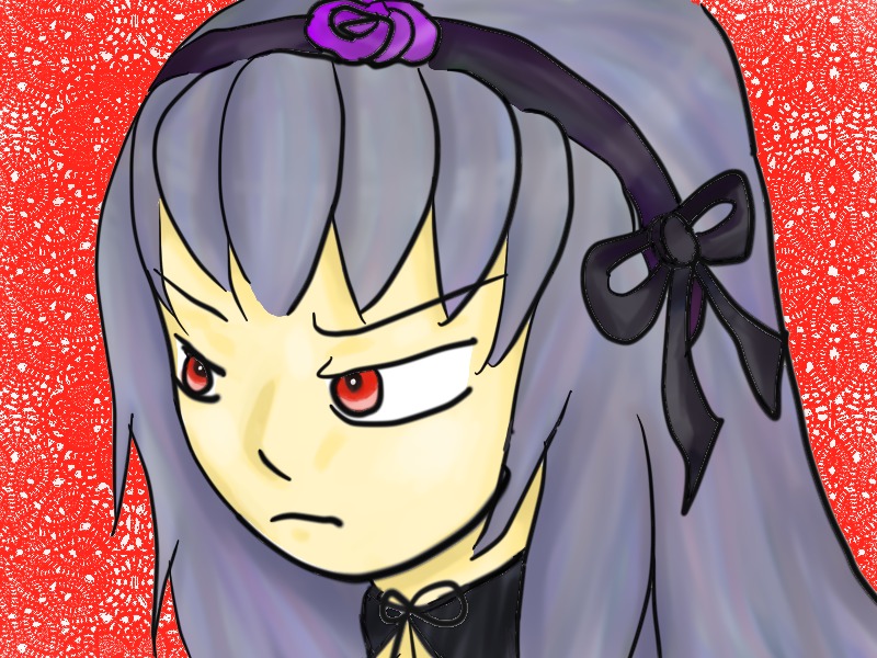 1girl flower hair_ornament hairband image long_hair red_eyes rose solo suigintou