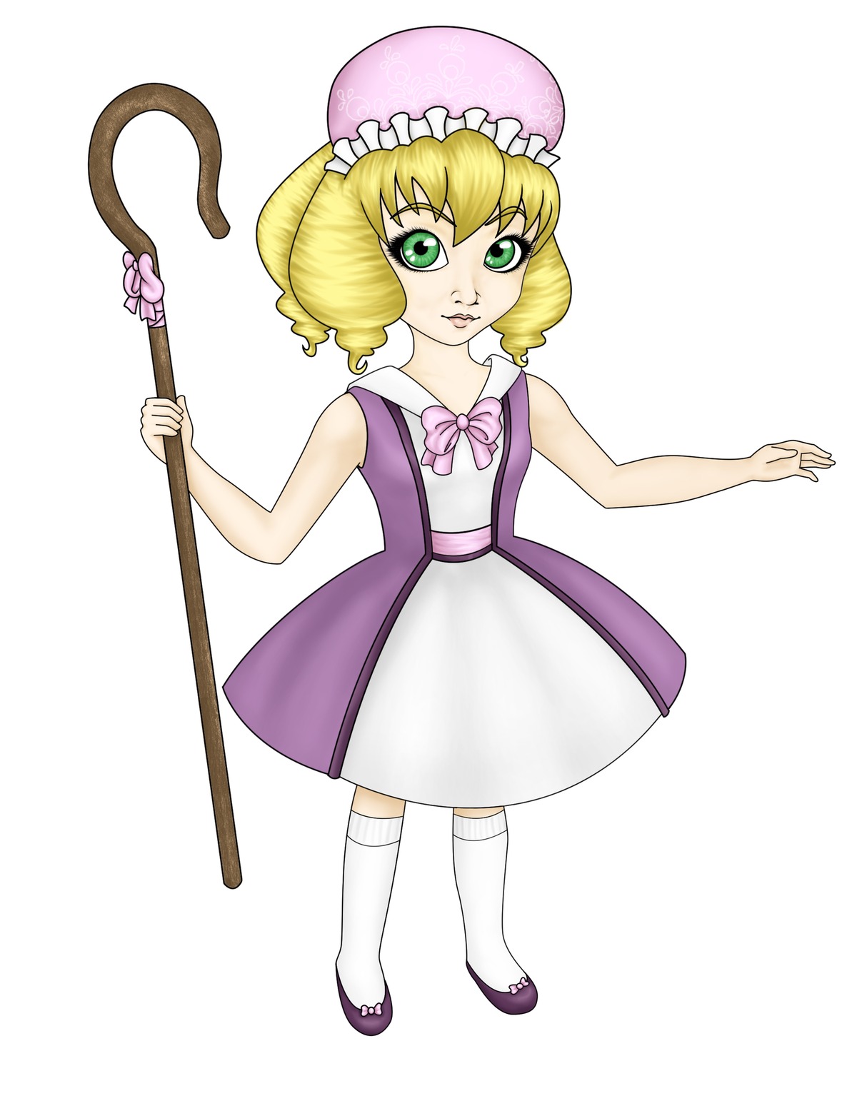 1girl auto_tagged blonde_hair bow dress full_body green_eyes hat hinaichigo image looking_at_viewer mary_janes pink_bow shoes short_hair simple_background sleeveless sleeveless_dress solo standing striped white_legwear