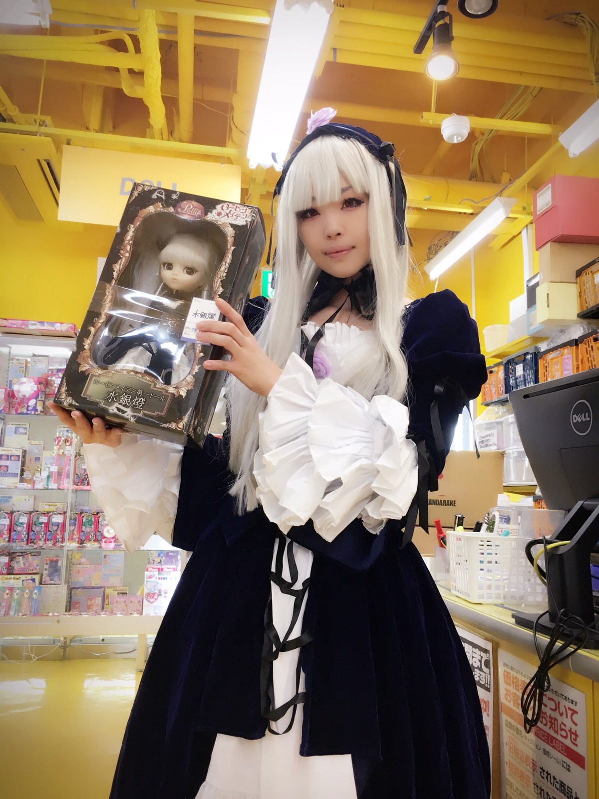 1girl black_eyes dress indoors long_hair solo suigintou