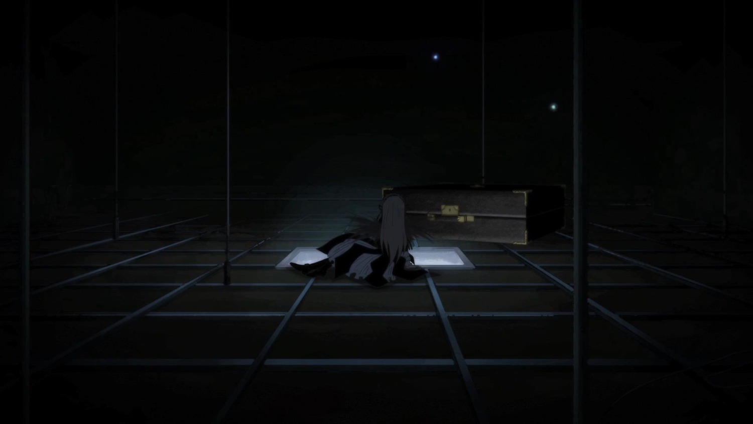 1girl dark image indoors long_hair scenery sitting solo standing suigintou