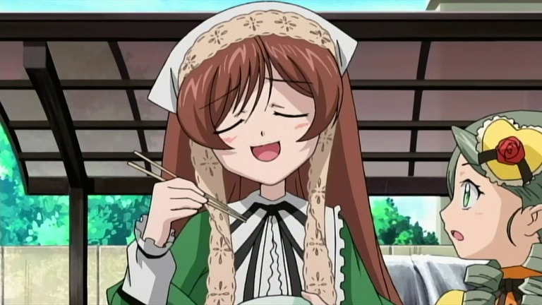 2girls braid brown_hair closed_eyes green_eyes green_hair head_scarf image kanaria long_hair multiple_girls open_mouth pair short_hair sisters smile suiseiseki