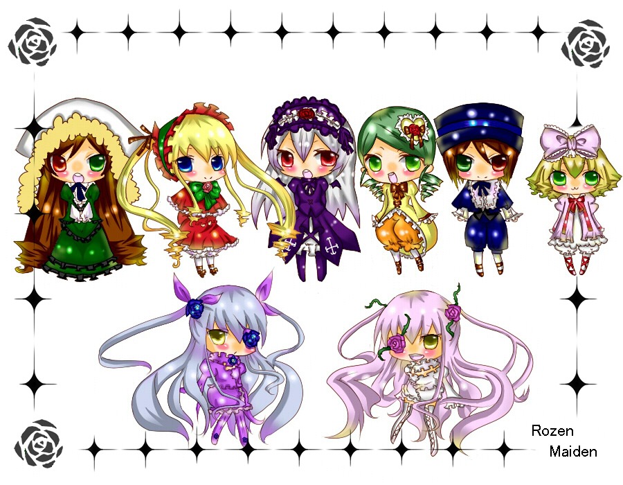 6+girls blonde_hair blue_dress blue_eyes blush bow brown_hair chibi dress flower frills green_eyes green_hair hair_bow hairband hat heterochromia hina_ichigo image kanaria long_hair multiple multiple_girls pantyhose pink_bow purple_flower red_eyes ribbon rose shinku short_hair silver_hair smile souseiseki sparkle suigintou suiseiseki tagme twintails two_side_up very_long_hair wings