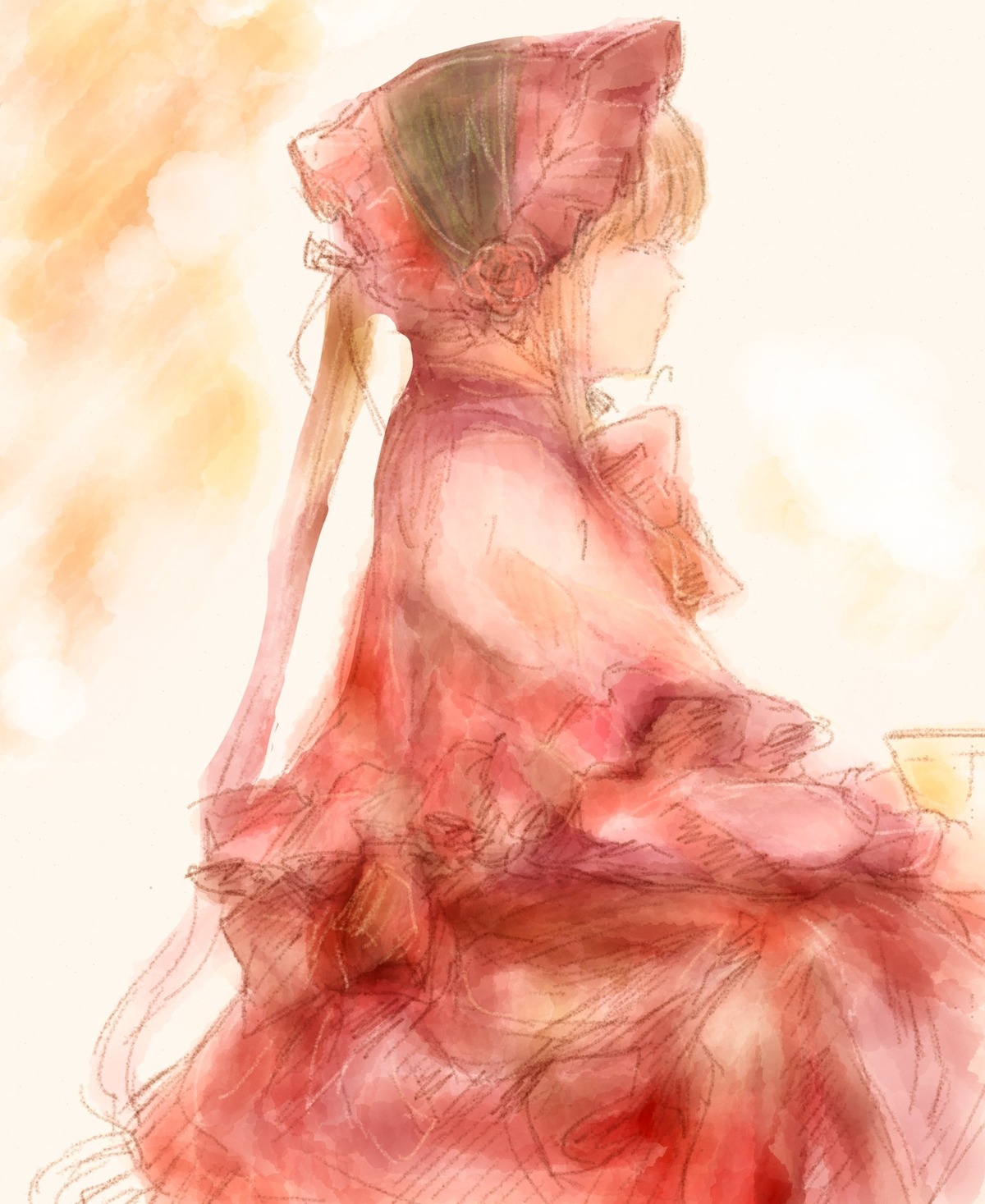 1girl blonde_hair bow dress hat image shinku short_hair solo wings