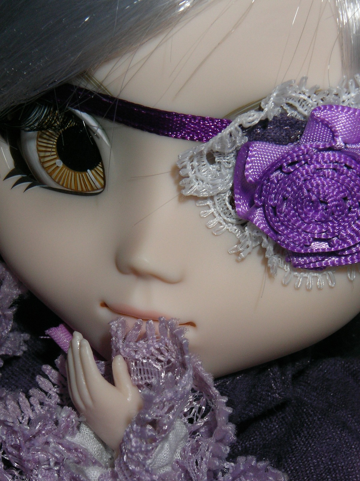 1girl barasuishou close-up closed_eyes closed_mouth doll eyelashes face lace lips portrait solo