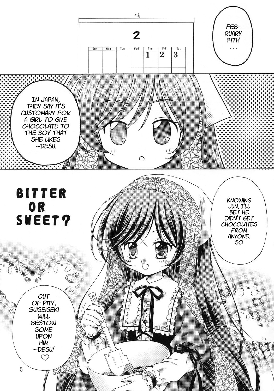 1girl :d blush comic doujinshi doujinshi_#104 dress english_text eyebrows_visible_through_hair flower frills greyscale hairband holding image long_hair long_sleeves monochrome multiple open_mouth ribbon smile suiseiseki very_long_hair
