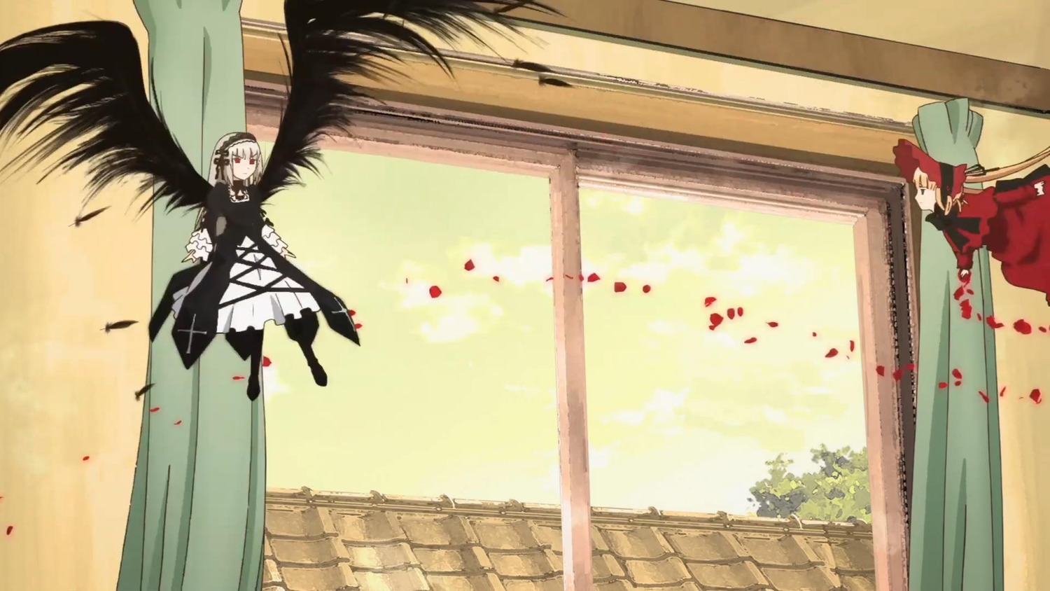dress flower image multiple_girls pair petals rose shinku suigintou