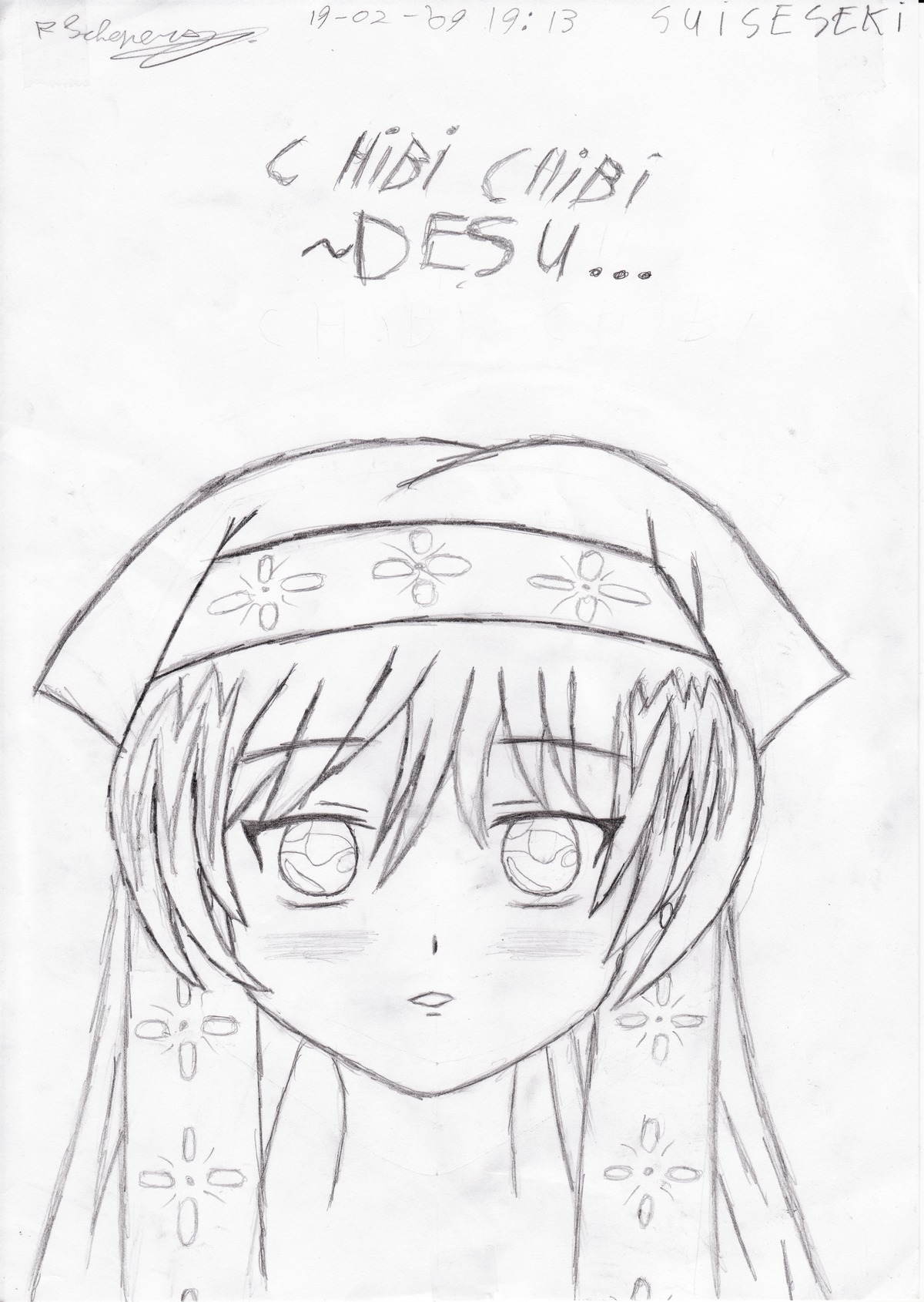 1girl akemi_homura blush dated eyebrows_visible_through_hair face image long_hair looking_at_viewer monochrome parted_lips signature sketch solo suiseiseki