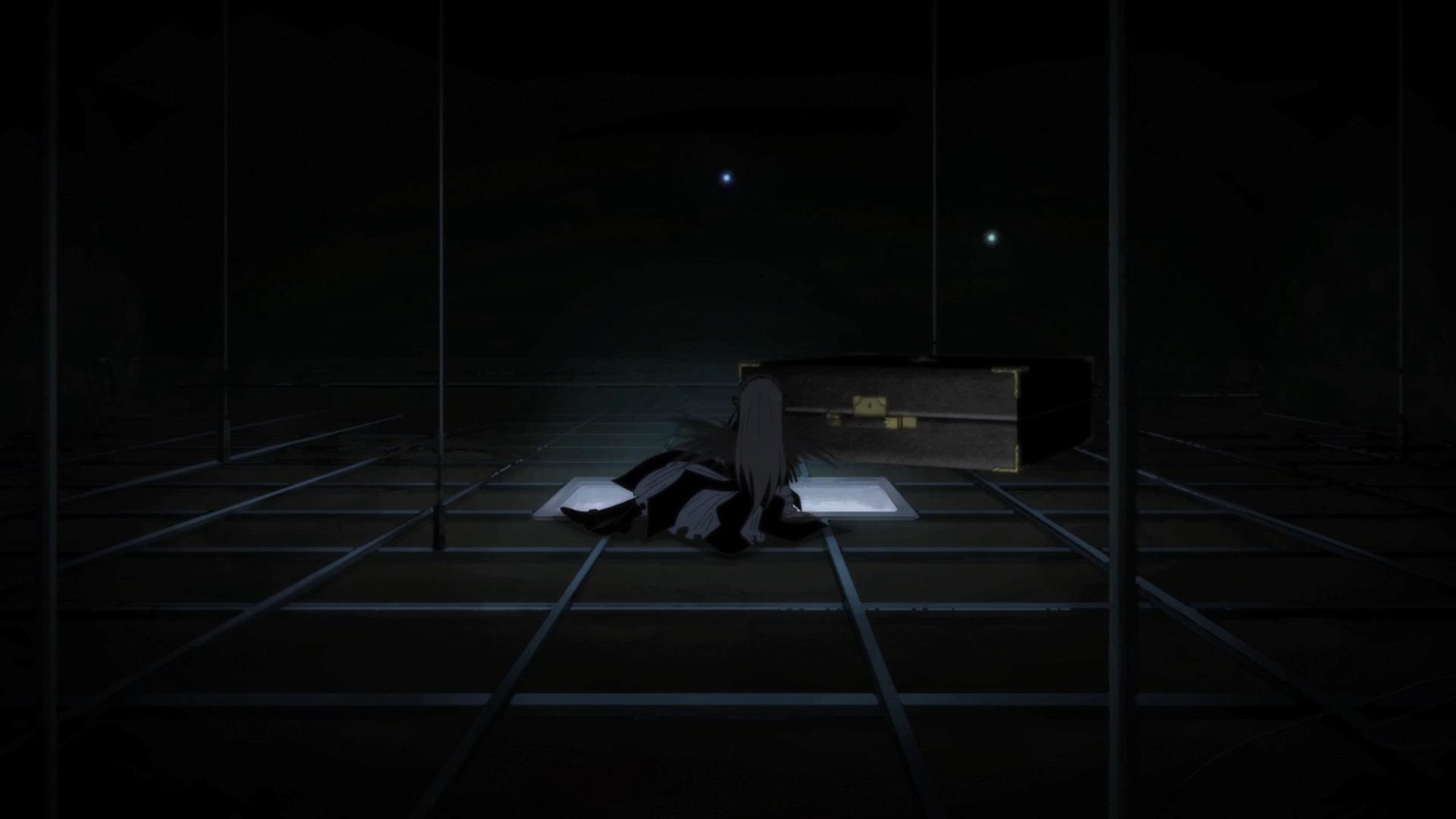 1girl dark image indoors long_hair scenery sitting solo standing suigintou