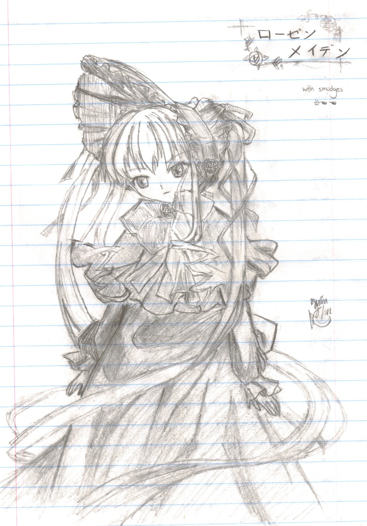 1girl dress full_body image kirisame_marisa long_sleeves looking_at_viewer monochrome shinku simple_background sketch solo standing white_background