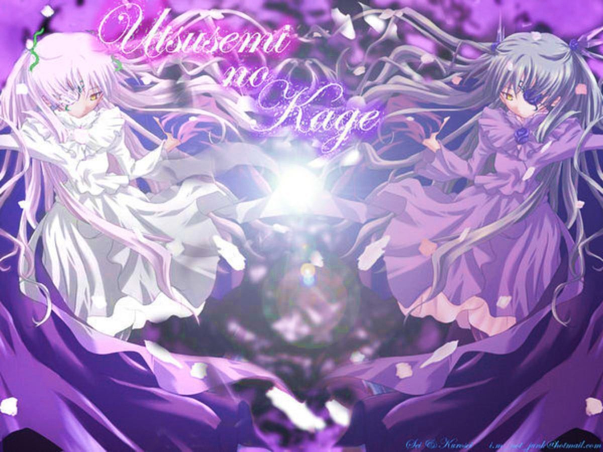 2girls barasuishou dress flower frills gloves image kirakishou long_dress long_hair multiple_girls pair petals purple_flower ribbon rose two_side_up ultimate_madoka very_long_hair white_dress yellow_eyes