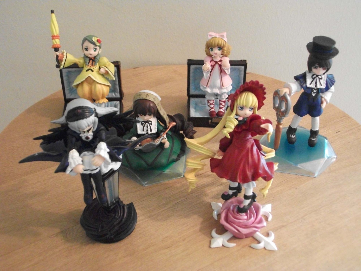 6+girls black_hair blonde_hair bow brown_hair doll dress hat hina_ichigo long_hair multiple_dolls multiple_girls pink_bow shinku short_hair souseiseki suigintou suiseiseki tagme wings