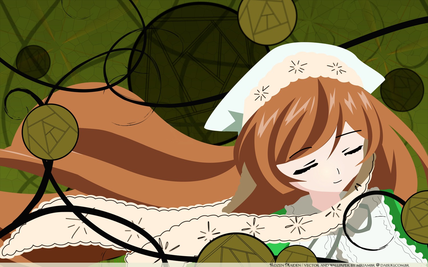 1girl auto_tagged ball birdcage brown_hair cage closed_eyes dress electric_fan fence image long_hair net racket silk solo spider_web suiseiseki tennis_ball tennis_racket volleyball yarn yarn_ball