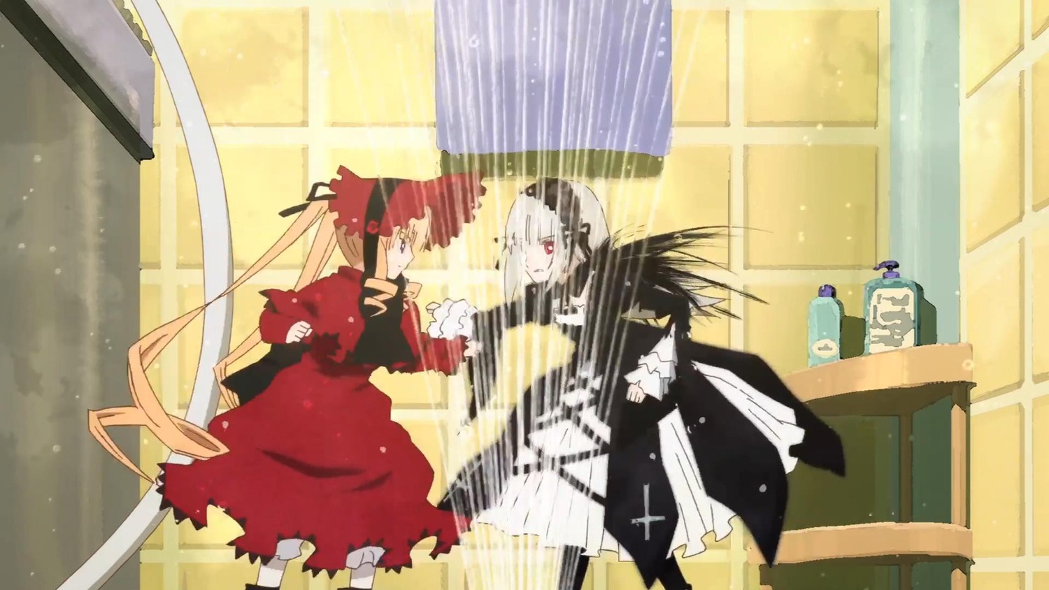 black_hair curtains image japanese_clothes kimono pair red_eyes shinku suigintou