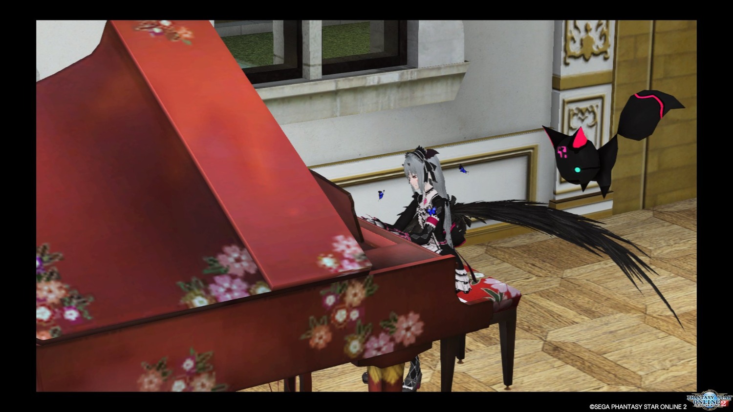 1girl animal_ears cat image japanese_clothes kimono letterboxed long_hair sitting solo suigintou very_long_hair wide_sleeves